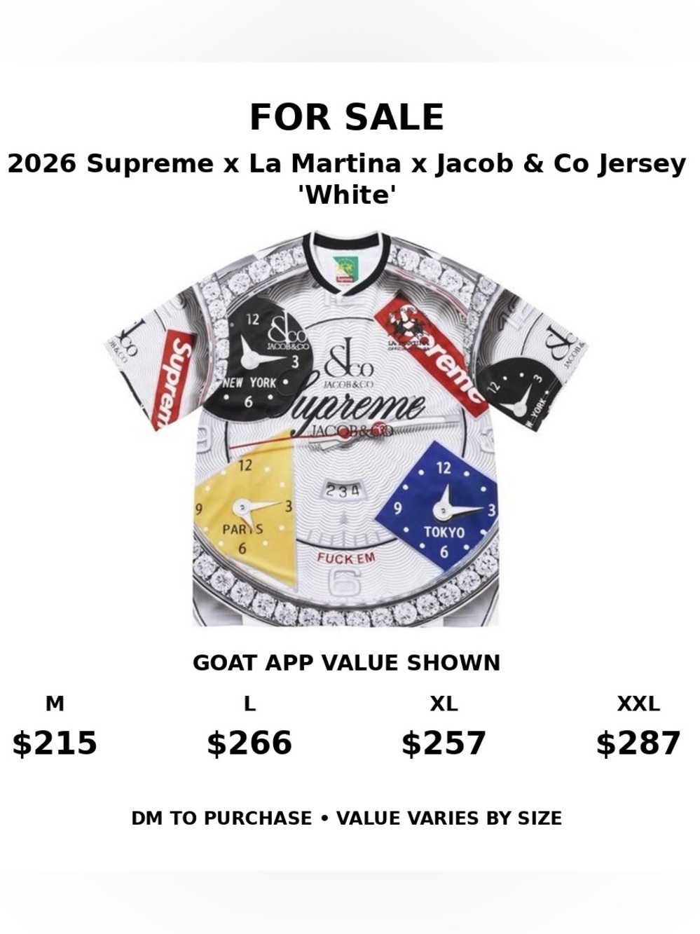 Supreme x Jacob & Co Graphic Watch-Face Tee - White
